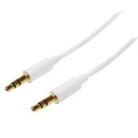 CABLE DE AUDIO DE 2M DELGADO SLIMLINE - ESTEREO MINI JACK PLUG 3.5MM TRRS - BLANCO - MACHO A MACHO - STARTECH.COM MOD. MU2MMMSWH, - Garantía: 2 AÑOS -