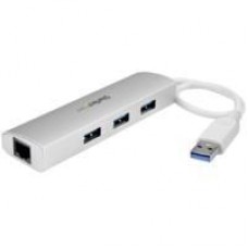 HUB USB 3.0 DE 3 PUERTOS - CONCENTRADOR DE 3 PUERTOS USB 3.0 CON ADAPTADOR DE RED ETHERNET GIGABIT - HUB PORTATIL DE ALUMINIO - STARTECH.COM MOD. ST3300G3UA, - Garantía: 2 AÑOS -