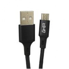 CABLE MICRO USB GHIA NYLON COLOR NEGRO DE 1M, - Garantía: 1 AÑO -