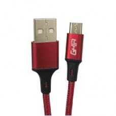 CABLE MICRO USB GHIA NYLON COLOR ROJO DE 1M, - Garantía: 1 AÑO -