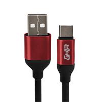 CABLE USB TIPO C GHIA 1M COLOR NEGRO/ROJO, - Garantía: 1 AÑO -