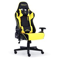 SILLA GAMER OCELOT/COLOR AMARILLA CON NEGRO/DESCANSA BRAZOS AJUSTABLES/ RECLINABLE 90-155 GRADOS/ SOPORTA HASTA 150KG, - Garantía: 1 AÑO -