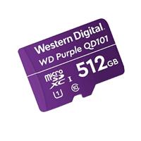 MEMORIA WD PURPLE SC QD101 MICRO SDXC 512GB VIDEOVIGILANCIA 24/7 CLASE 10 U1 LECT 50MB/S ESC 40MB/S WDD512G1P0C, - Garantía: 3 AÑOS -