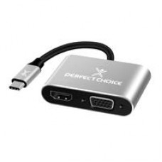 ADAPTADOR DE USB TIPO C A HDM1 / VGA PERFECT CHOICE, - Garantía: 1 AÑO -