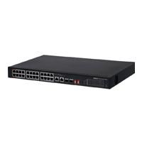 DAHUA SWITCH POE ETHERNET DE 26 PUERTOS/ 24 PUERTOS POE 10/100/ 240 WATTS TOTALES/ PUERTO 1 Y 2 SOPORTAN 60 WATTS HI-POE/ 2 PUERTOS SFP/ POE WATCHDOG/ SWITCHING 8.8 GBPS/ TASA DE REENVIO DE PAQUETES, - Garantía: 2 AÑOS -