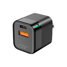 CARGADOR DE PARED ACTECK ENERGON PRIME CP20W / 20W / 1X USB-C - 1X USB A / NEGRO / AC-935555, - Garantía: 1 AÑO -