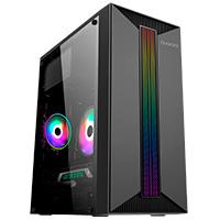 GABINETE MICRO TORRE QUARONI MICRO ATX, MINI ITX/1USB 2.0 1USB 3.0/RGB/PANEL ACRILICO/FUENTE 500 W/NEGRO, - Garantía: 1 AÑO -