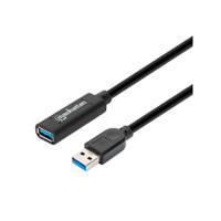 CABLE USB EXTENSIÓN, MANHATTAN,153737,V3.0 EXT. ACTIVA  5.0M NEGRO, - Garantía: SG -