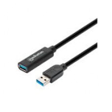 CABLE USB EXTENSIÓN, MANHATTAN,153737,V3.0 EXT. ACTIVA  5.0M NEGRO, - Garantía: SG -