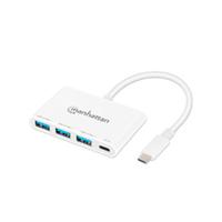 HUB USB-C,MANHATTAN,168434, 3 PTOS A + 1 PTO C PD, 5GBPS, BLANCO, - Garantía: 1 AÑO -