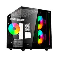 GABINETE GAMER BALAM RUSH TANK PRO EVO GM955 / MINI TORRE / MICRO ATX- MINI ITX / PANELES REMOVIBLES / ILUMINACION RGB / VENTILADORES INCLUIDOS / CRISTAL TEMPLADO / NEGRO / BR-937320, - Garantía: 3 AÑOS -