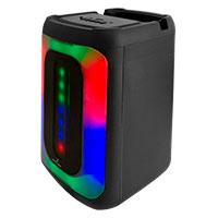 BOCINA INALAMBRICA BLUETOOTH RECARGABLE PORTATIL LUZ RGB DUAL 4 PULGADAS FUNCION TWS PERFECT CHOICE FESTA MINI - NEGRO, - Garantía: 1 AÑO -