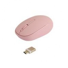 MOUSE INALAMBRICO OPTICO ERGONOMICO 1000 DPI RECEPTOR DUAL (USB Y TIPO C) SILENCIOSO PERFECT CHOICE WHISPER - ROSA, - Garantía: 1 AÑO -