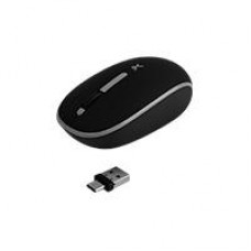 MOUSE INALAMBRICO OPTICO ERGONOMICO 1000 DPI RECEPTOR DUAL (USB Y TIPO C) SILENCIOSO PERFECT CHOICE WHISPER - NEGRO, - Garantía: 1 AÑO -