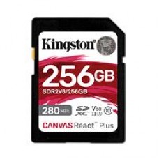 MEMORIA FLASH SD KINGSTON CANVAS REACT PLUS V60 / 256GB / UHS-II 280MB/SEG LECTURA, 150MB/SEG ESCRITURA  ( SDR2V6/256GB), - Garantía: 99 AÑOS -