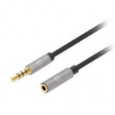 CABLE AUDIO ESTEREO, MANHATTAN,  356039, 3.5MM EXTEN. M-H 2.0M NEGRO/ALUMINIO PLATEADO, - Garantía: 1 AÑO -