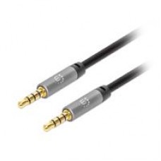 CABLE AUDIO ESTEREO, MANHATTAN,356008, 3.5MM M-M 3.0M NEGRO/ALUMINIO PLATEADO, - Garantía: 1 AÑO -