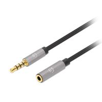 CABLE AUDIO ESTEREO, MANHATTAN, 356046, 3.5MM EXTEN. M-H 3.0M NEGRO/ALUMINIO PLATEADO, - Garantía: 1 AÑO -