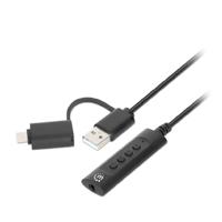 CONVERTIDOR USB, MANHATTAN,153560, 2.0 / USB-C A TARJETA SONIDO 3.5 MM, CABLE CON CONTROLES, - Garantía: 1 AÑO -