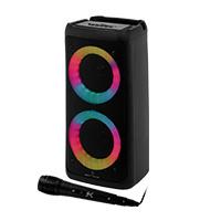 BOCINA INALAMBRICA BLUETOOTH PORTATIL CON MICROFONO RECARGABLE LUZ RGB DOBLE BOCINA 4 PULGADAS PERFECT CHOICE FESTA ULTIMATE - NEGRO//SUSTITUYE A SPK-1940/PC-112860, - Garantía: 1 AÑO -