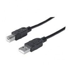 CABLE USB, MANHATTAN,306218, V2.0 A-B  0.9M, NEGRO, - Garantía: 1 AÑO -