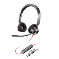 DIADEMA HP POLY 767F7AA BLACKWIRE C3310/ ALAMBRICA MONOAURAL USB-A + USB-C REDUCCION DE RUIDO CON MICROFONO CONTROL EN EL CABLE COLOR NEGRO CON NARANJA, - Garantía: 2 AÑOS -