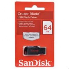 MEMORIA SANDISK 64GB USB 2.0 CRUZER BLADE Z50 NEGRO C/ROJO SDCZ50-064G-B35, - Garantía: 1 AÑO -