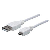 CABLE USB,MANHATTAN,323897, V2 A-MICRO B, BOLSA PVC 1.0M BLANCO, - Garantía: 1 AÑO -