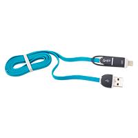 CABLE 2 EN 1 MICRO USB/TIPO LIGHTNING GHIA 1.0 MTS USB 2.1 CARGA Y TRANSFERENCIA DE DATOS CON PROTECTOR PARA ENTRADA Y SALIDA AZUL/GRIS, - Garantía: 1 AÑO -