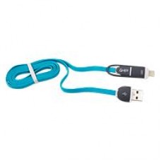 CABLE 2 EN 1 MICRO USB/TIPO LIGHTNING GHIA 1.0 MTS USB 2.1 CARGA Y TRANSFERENCIA DE DATOS CON PROTECTOR PARA ENTRADA Y SALIDA AZUL/GRIS, - Garantía: 1 AÑO -