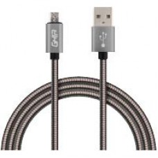 CABLE MICRO USB FORRO METALICO GHIA 1.0 MTS USB 2.1 CARGADOR Y TRANSFERENCIA DE DATOS GRIS, - Garantía: 1 AÑO -